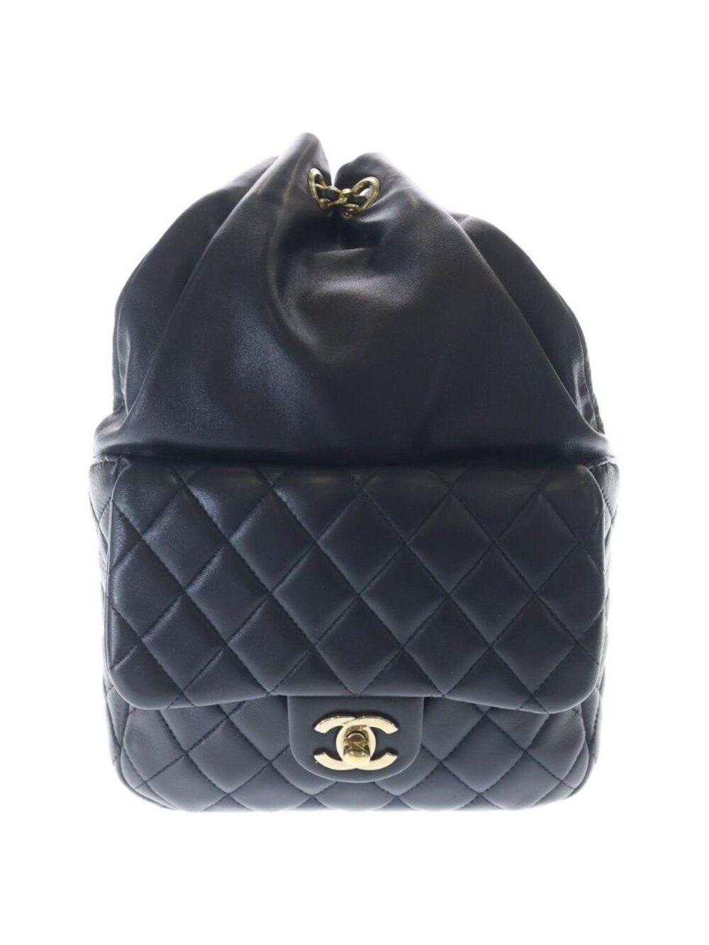Chanel Quilted Drawstring Backpack Black